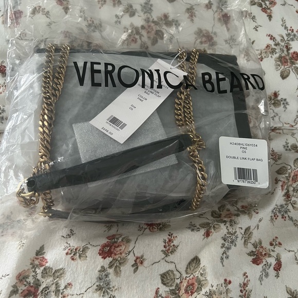 Veronica Beard Double Link Flap Suede Shoulder Bag - Picture 2 of 8